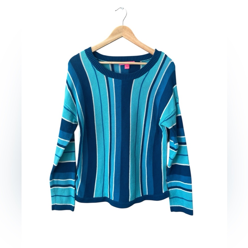Lilly Pulitzer Blue & Teal Striped Crewneck Sweater